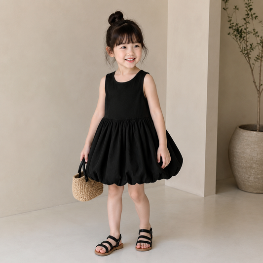Summer Toddler Girls Dress Black Sweet Cool Wind Cross Backless off Shoulder Party Princess Sleeveless Dresses for 1-7Y Girls